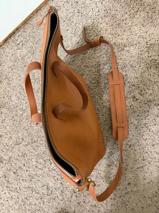 Madewell, The Transport Satchel, English Saddle, Tan Brown, Crossbody Bag - Picture 10 of 16